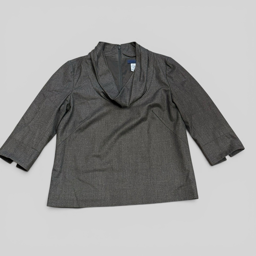 J. Crew Gray Wool Cowl Neck Top Draped Collar Minimalist Workwear Women's 10